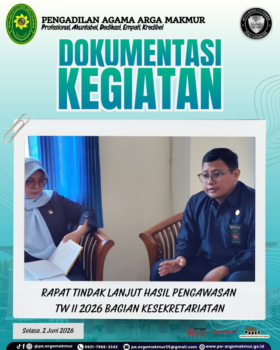 020626 Rapat TLHP TW I Bag Kesekretariatan 1
