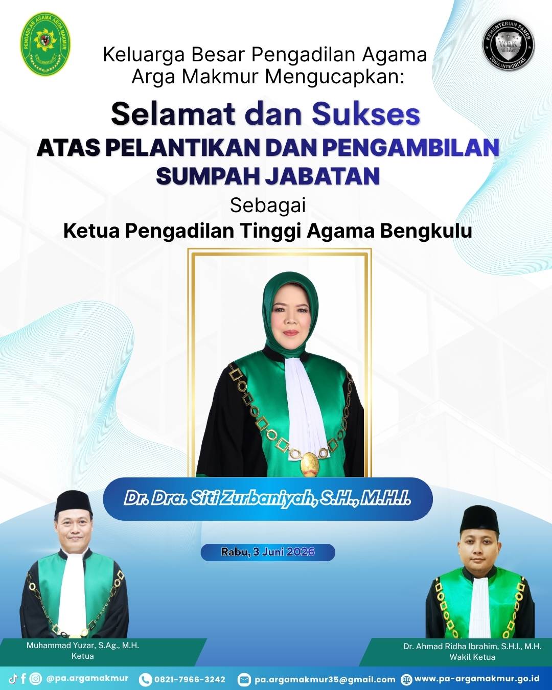 030626 Ucapan Pelantikan KPTA Bengkulu