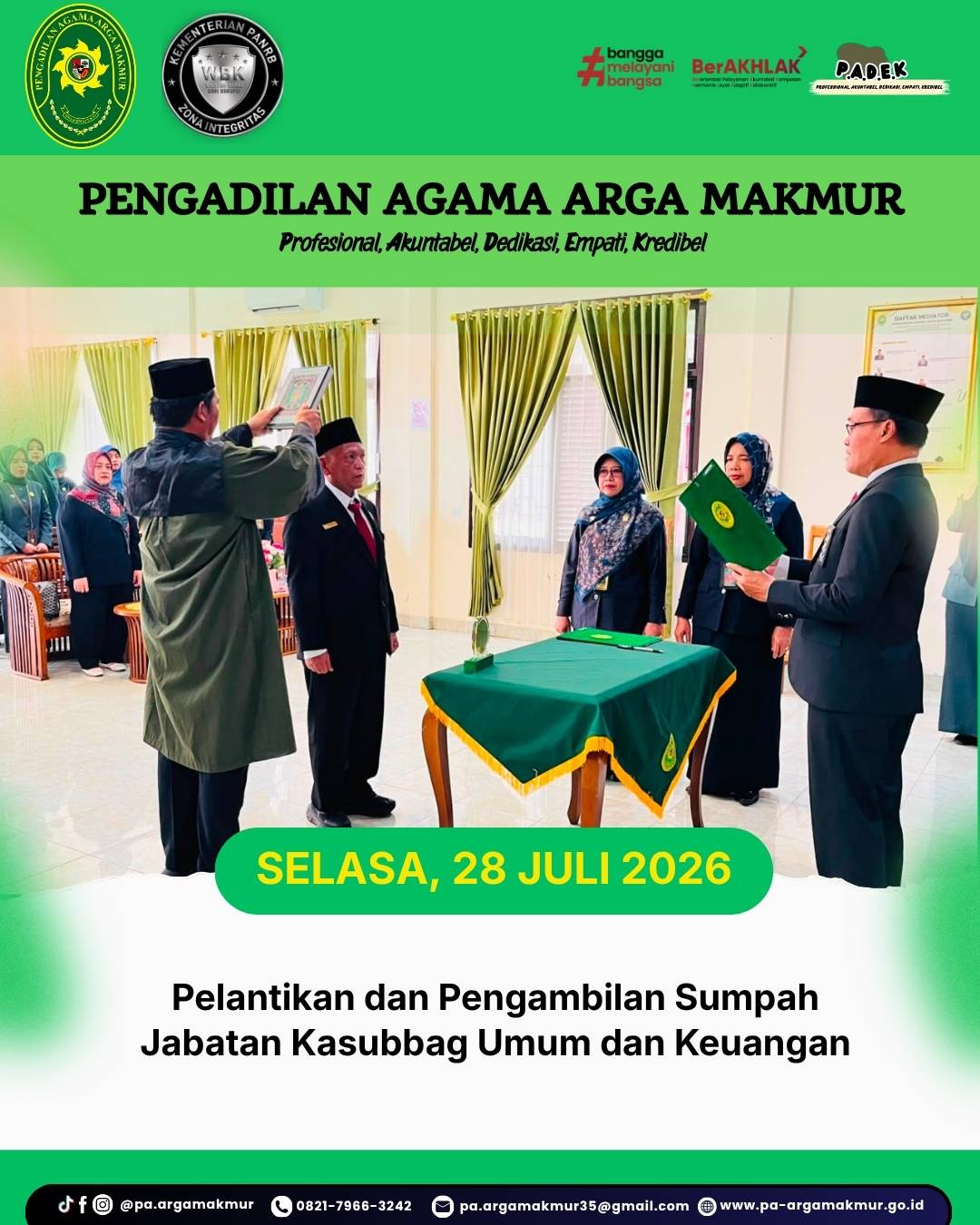 280726 Pelantikan dan Sumpah Jabatan Kasubbag Umum 1