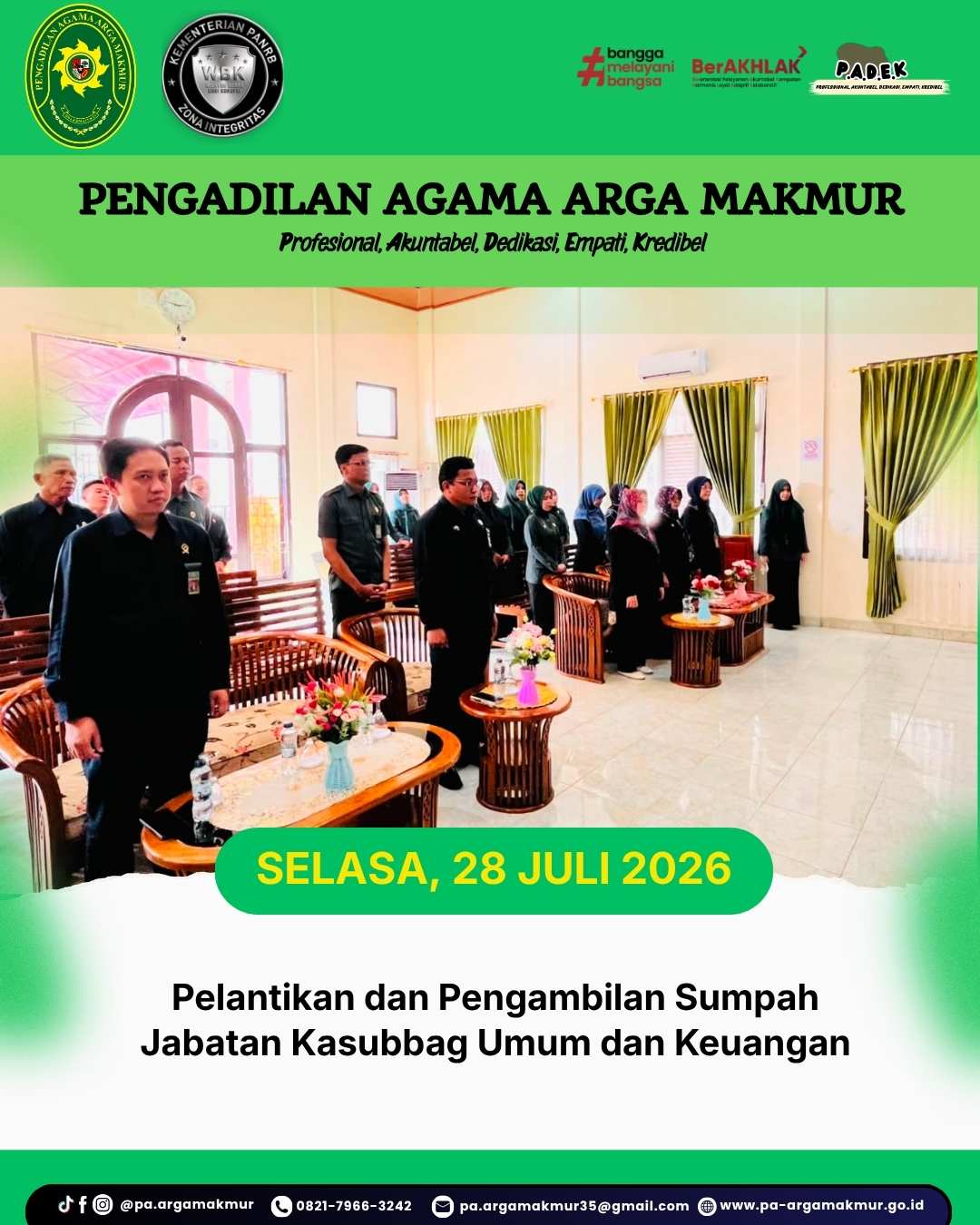 280726 Pelantikan dan Sumpah Jabatan Kasubbag Umum 2