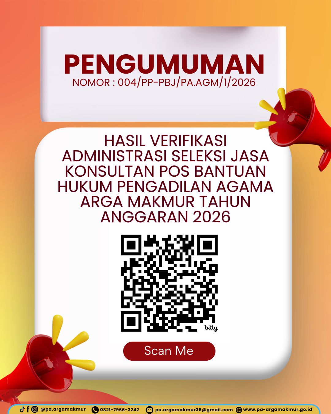 PENGUMUMAN HASIL VERIFIKASI POSBAKUM